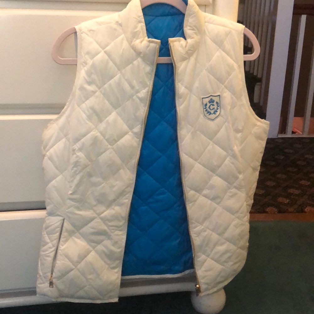 Reversible white and blue CWonder vest